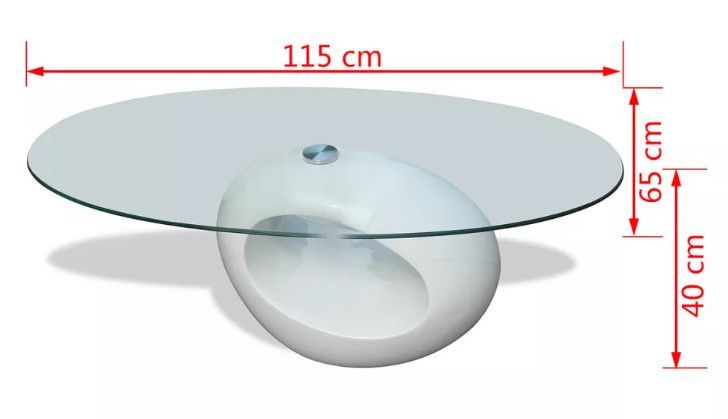 Table basse ovale verre trempé et fibre de verre blanc brillant Ben - Photo n°5