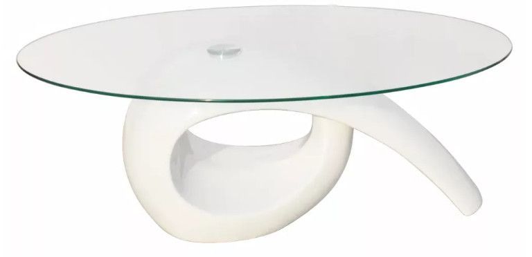 Table basse ovale verre trempé et fibre de verre blanc brillant Drive - Photo n°3