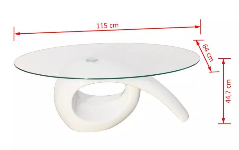 Table basse ovale verre trempé et fibre de verre blanc brillant Drive - Photo n°4