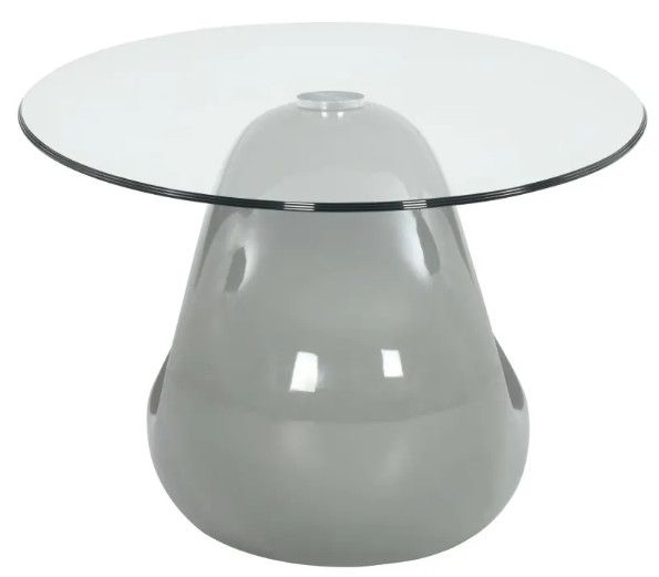 Table basse ovale verre trempé et fibre de verre gris brillant Ben - Photo n°3