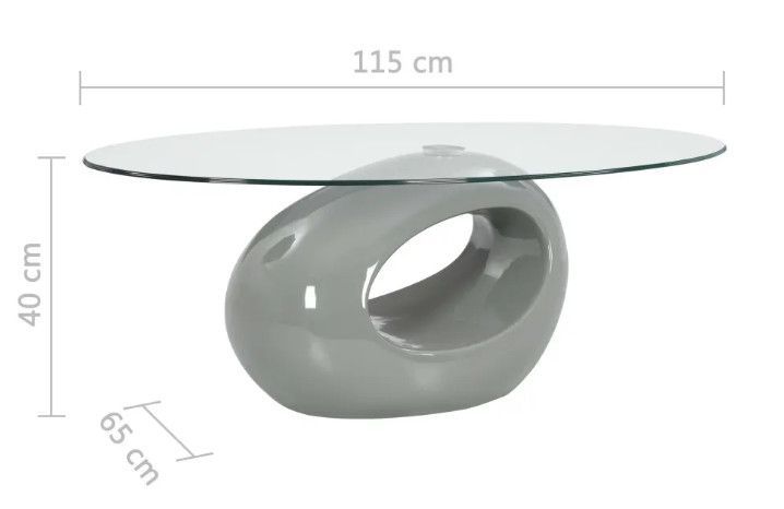 Table basse ovale verre trempé et fibre de verre gris brillant Ben - Photo n°5