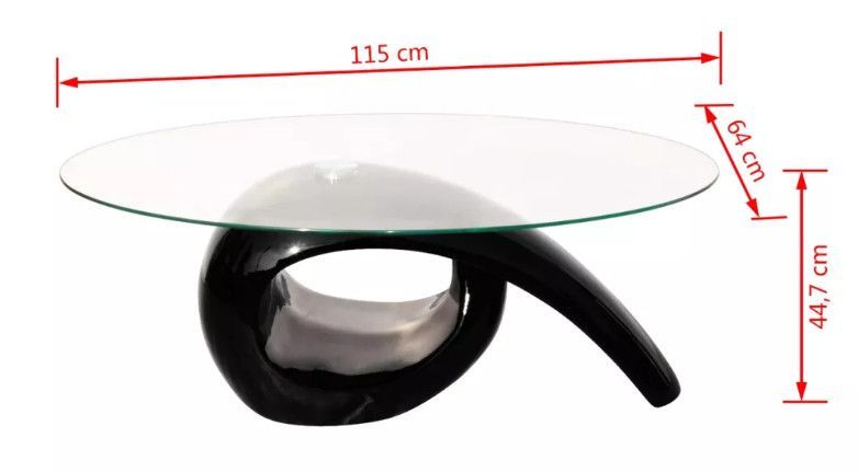 Table basse ovale verre trempé et fibre de verre noir brillant Drive - Photo n°4