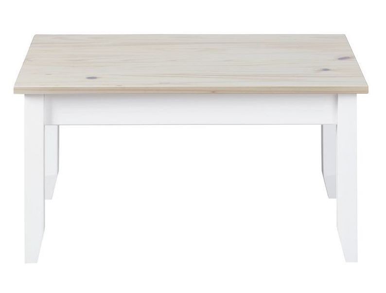 Table basse pin massif blanc et gris Caly 90 cm - Photo n°2