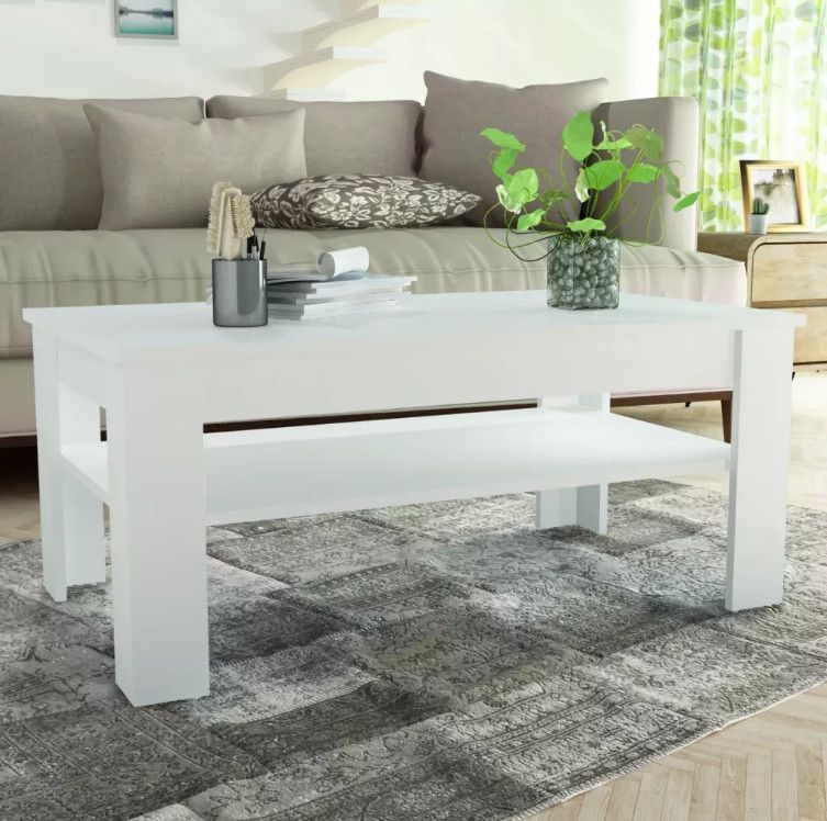 Table basse rectangulaire 1 tiroir bois blanc Chickie 110 cm - Photo n°2