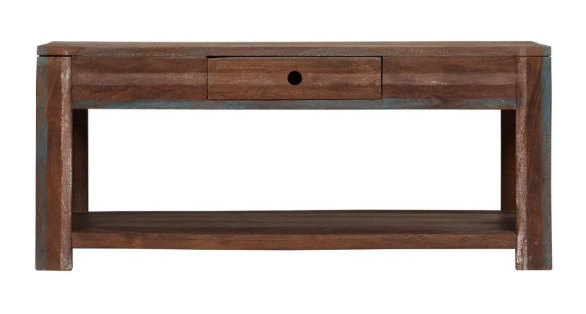 Table basse rectangulaire 1 tiroir bois massif recyclé Goust - Photo n°2