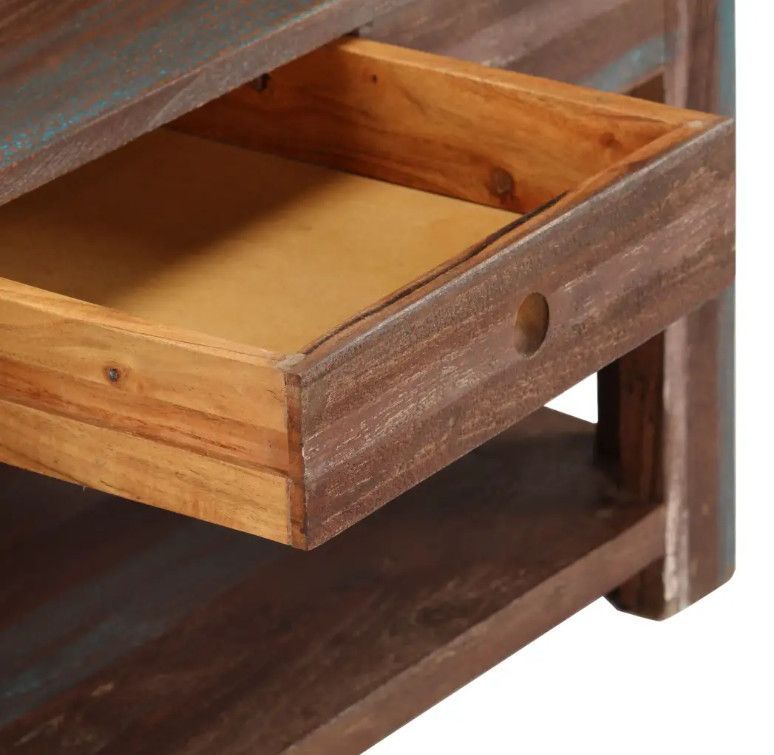 Table basse rectangulaire 1 tiroir bois massif recyclé Goust - Photo n°5