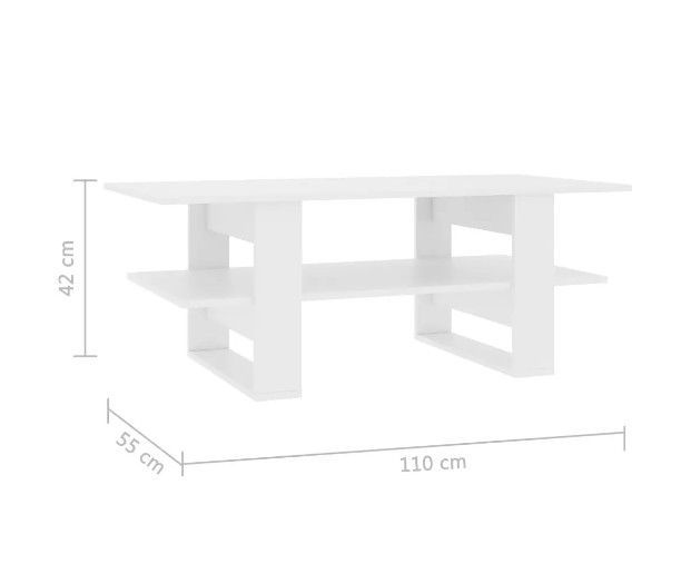 Table basse rectangulaire 2 plateaux bois blanc Tchita - Photo n°6