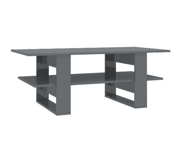 Table basse rectangulaire 2 plateaux bois gris brillant Tchita - Photo n°1