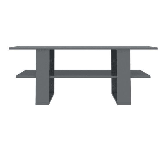 Table basse rectangulaire 2 plateaux bois gris brillant Tchita - Photo n°4