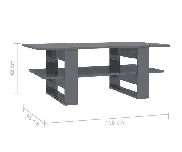 Table basse rectangulaire 2 plateaux bois gris brillant Tchita - Photo n°6