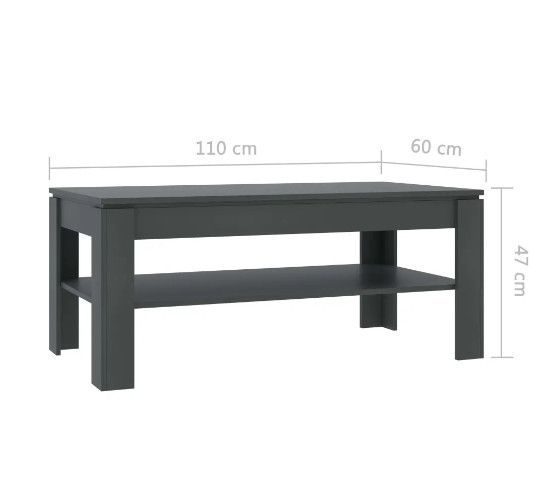 Table basse rectangulaire 2 plateaux bois gris Modra - Photo n°6