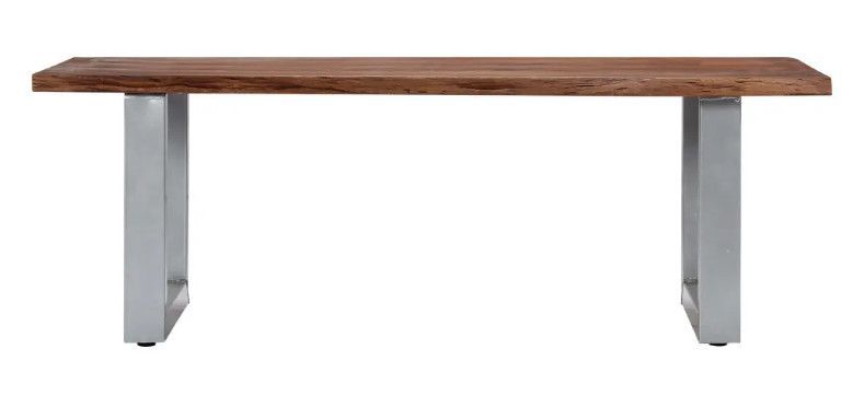 Table basse rectangulaire acacia massif foncé et métal gris Miji - Photo n°2