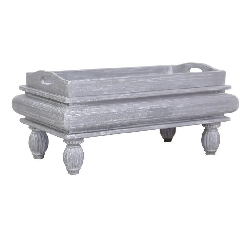 Table basse rectangulaire acajou massif gris brossé Jeannel - Photo n°1