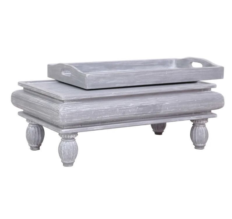 Table basse rectangulaire acajou massif gris brossé Jeannel - Photo n°2