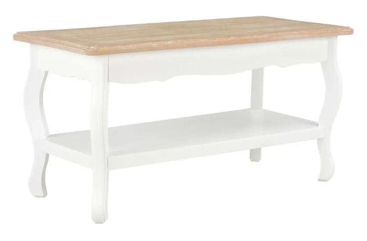 Table basse rectangulaire bois blanc et pin massif clair Pamela - Photo n°1