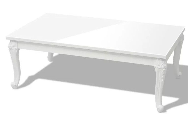 Table basse rectangulaire bois blanc laqué et pieds plastique Mento - Photo n°1