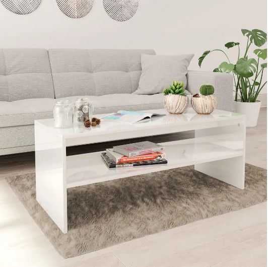 Table basse rectangulaire bois blanc Sonya 2 - Photo n°2
