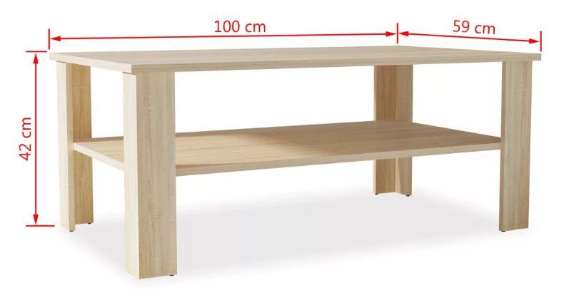 Table basse rectangulaire bois chêne clair Dimer - Photo n°6