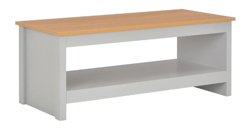Table basse rectangulaire bois clair et gris Patt - Photo n°1