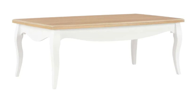 Table basse rectangulaire bois clair et pin massif blanc Bart - Photo n°1