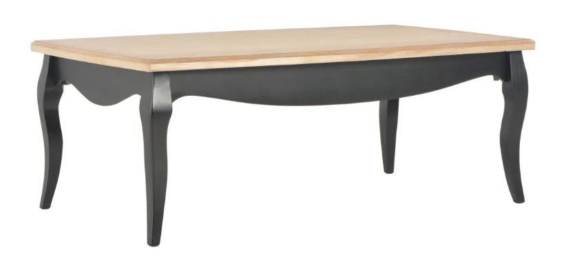 Table basse rectangulaire bois clair et pin massif noir Bart - Photo n°1