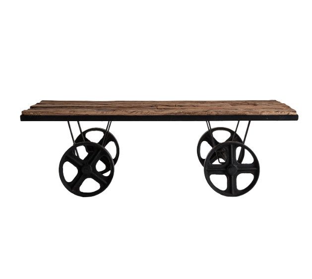 Table basse rectangulaire bois de traverse foncé et métal noir Téa - Photo n°2
