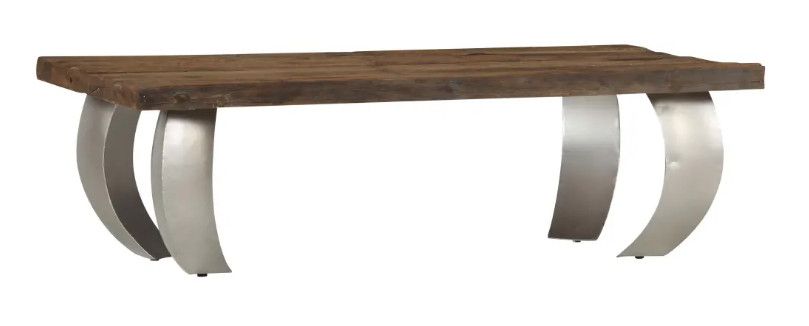 Table basse rectangulaire bois de traverses recyclé et pieds métal gris Mousty - Photo n°3