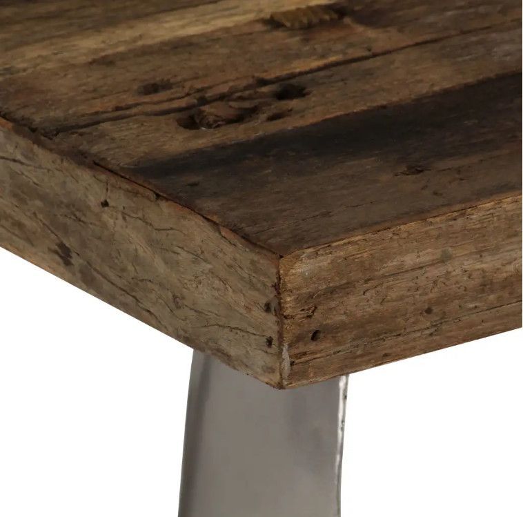 Table basse rectangulaire bois de traverses recyclé et pieds métal gris MoustyL 80 - Photo n°5
