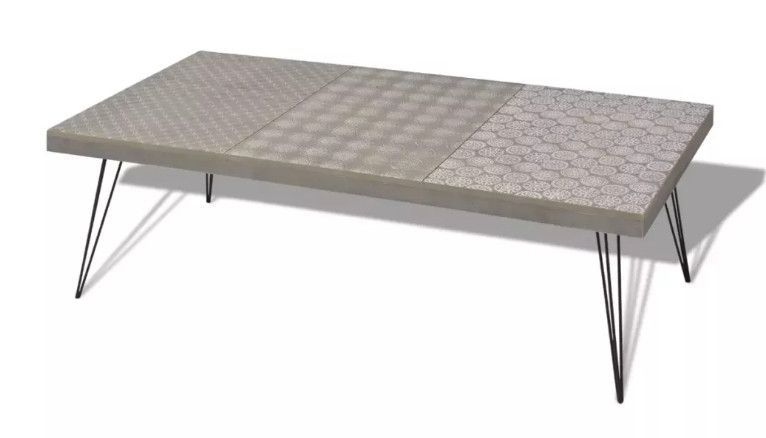 Table basse rectangulaire bois gris et pieds métal noir Chicca - Photo n°1