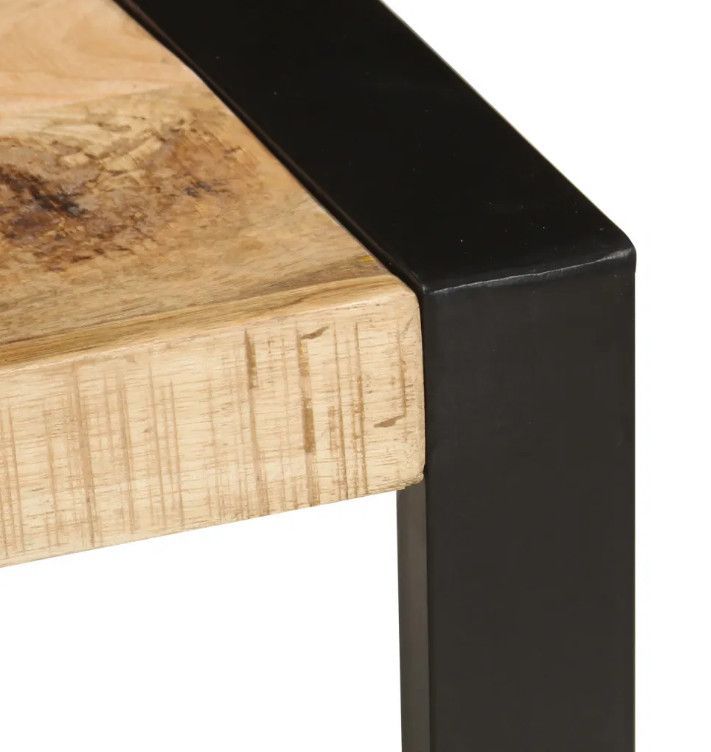 Table basse rectangulaire bois massif clair et métal noir Louane - Photo n°5