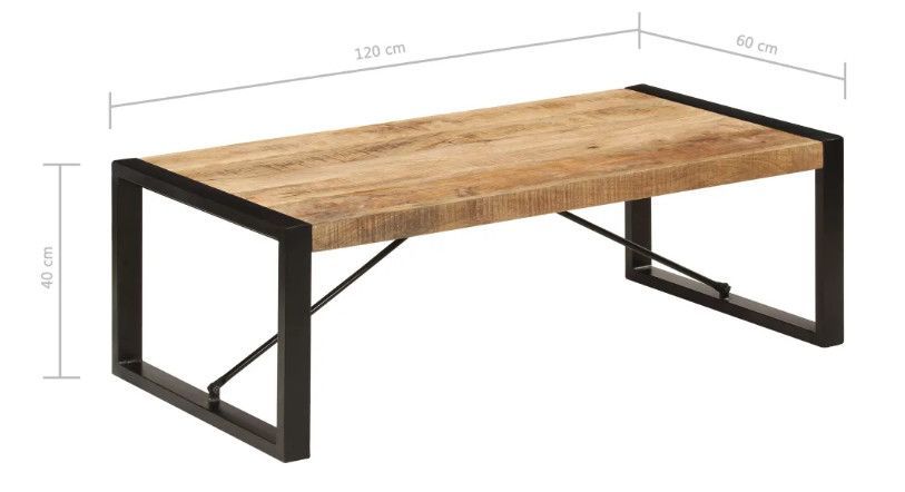 Table basse rectangulaire bois massif clair et métal noir Louane - Photo n°6