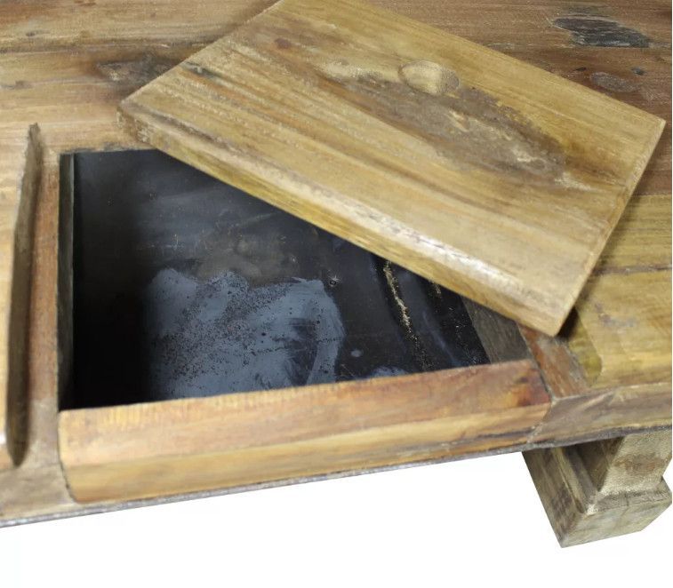 Table basse rectangulaire bois massif recyclé et métal galvanisé Pury - Photo n°3