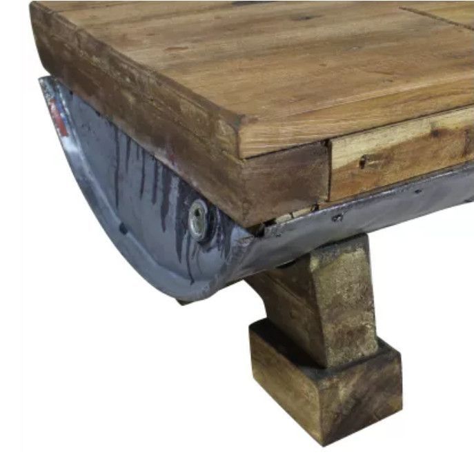 Table basse rectangulaire bois massif recyclé et métal galvanisé Pury - Photo n°4