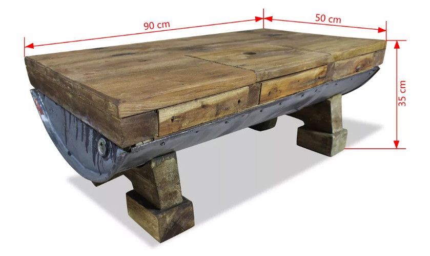 Table basse rectangulaire bois massif recyclé et métal galvanisé Pury - Photo n°6