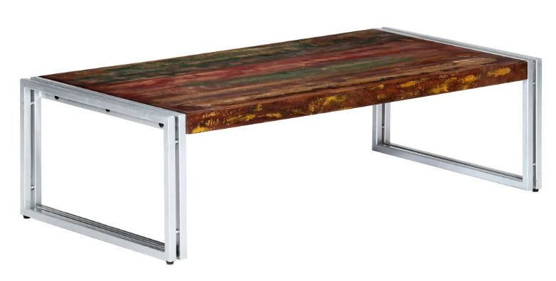 Table basse rectangulaire bois massif recyclé et métal gris Pousty - Photo n°1