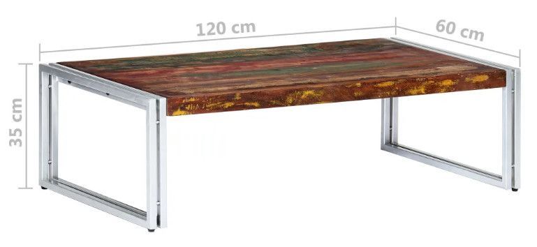 Table basse rectangulaire bois massif recyclé et métal gris Pousty - Photo n°6