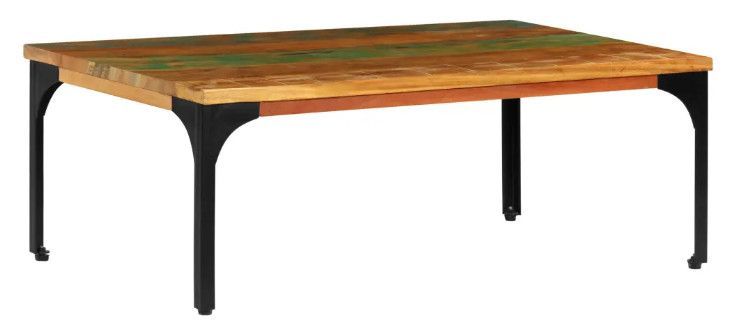 Table basse rectangulaire bois massif recyclé et métal noir Boust 2 - Photo n°2