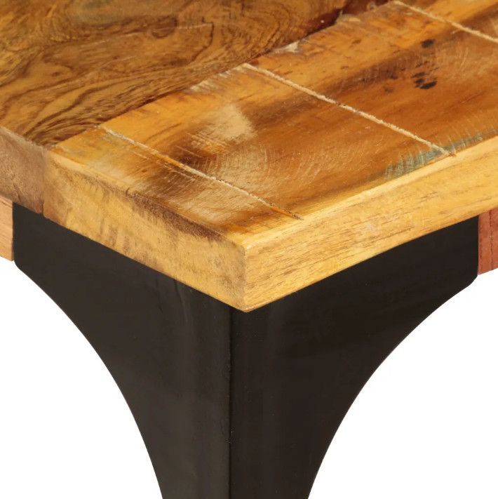 Table basse rectangulaire bois massif recyclé et métal noir Boust 2 - Photo n°7