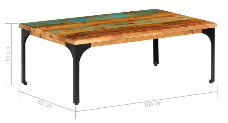 Table basse rectangulaire bois massif recyclé et métal noir Boust 2 - Photo n°9