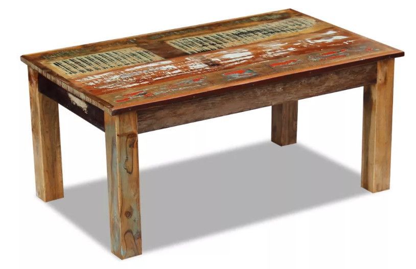 Table basse rectangulaire bois massif recyclé Lau 2 - Photo n°1