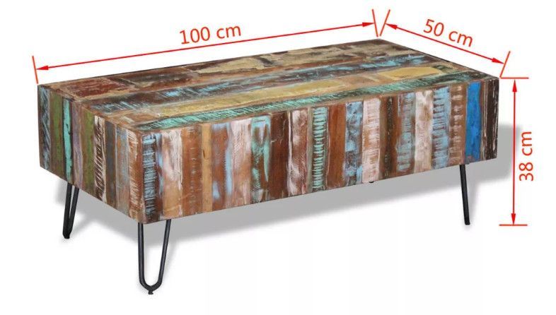 Table basse rectangulaire bois massif recyclé Mista - Photo n°5