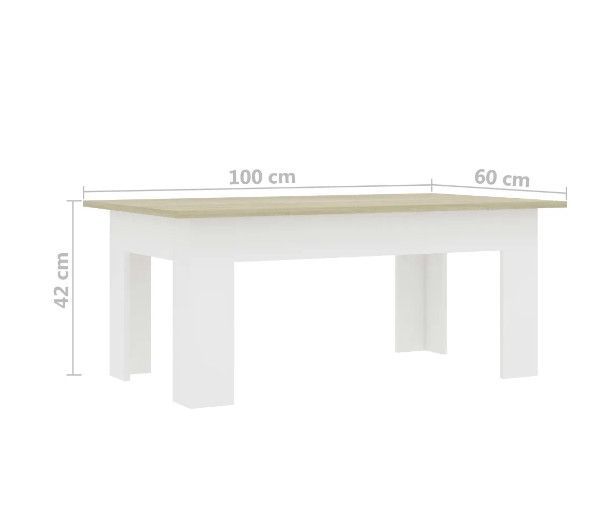 Table basse rectangulaire chêne clair et blanc Evi - Photo n°5