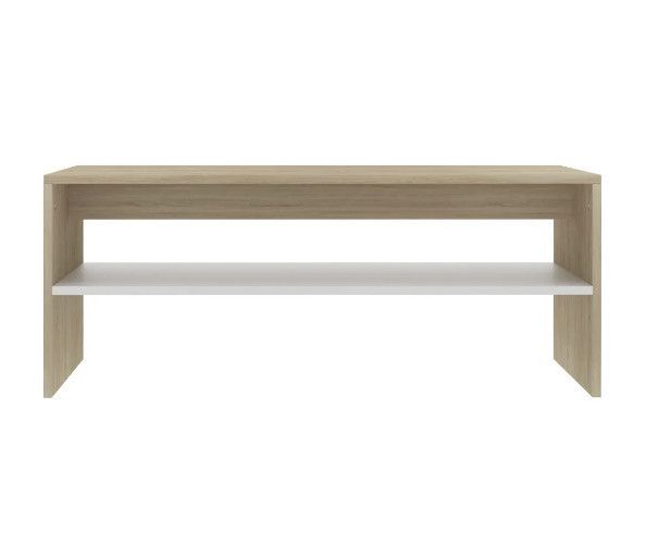 Table basse rectangulaire chêne clair et bois blanc Sonya - Photo n°4