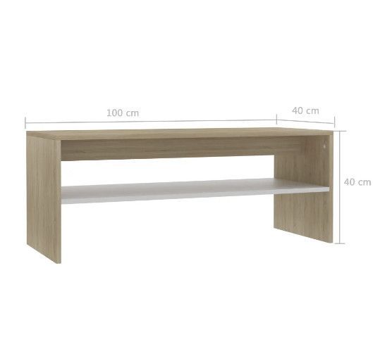 Table basse rectangulaire chêne clair et bois blanc Sonya - Photo n°6
