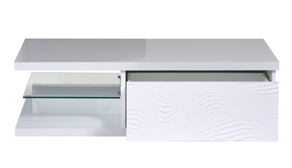 Table basse rectangulaire bois laqué blanc Kala 120 cm - Photo n°2