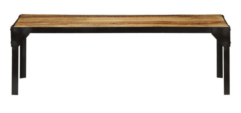 Table basse rectangulaire manguier massif foncé et métal noir Maneci - Photo n°1