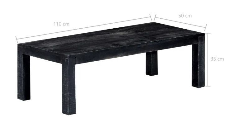 Table basse rectangulaire manguier massif noir Pinkie - Photo n°5