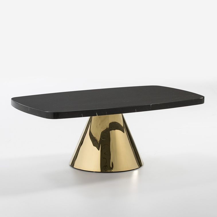 Table basse rectangulaire marbre noir et pied métal doré 110 cm - Photo n°1