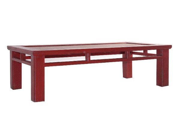 Table basse rectangulaire pin massif rouge vieilli Betina - Photo n°1