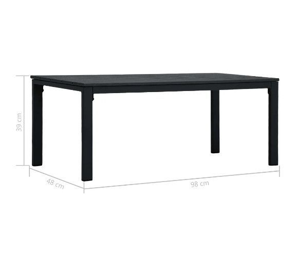 Table basse rectangulaire plastique et métal noir Roni - Photo n°5